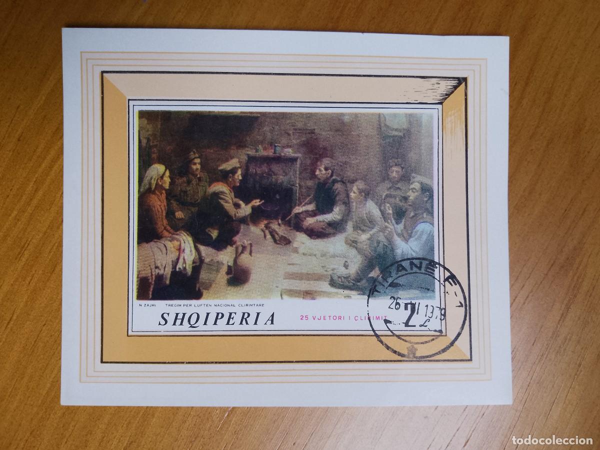 Selos: SHQIPERIA - ALBANIA - A&Ntilde;O 1975 - HOJITA BLOQUE SIN DENTAR, PINTURA DE N. ZAJMI