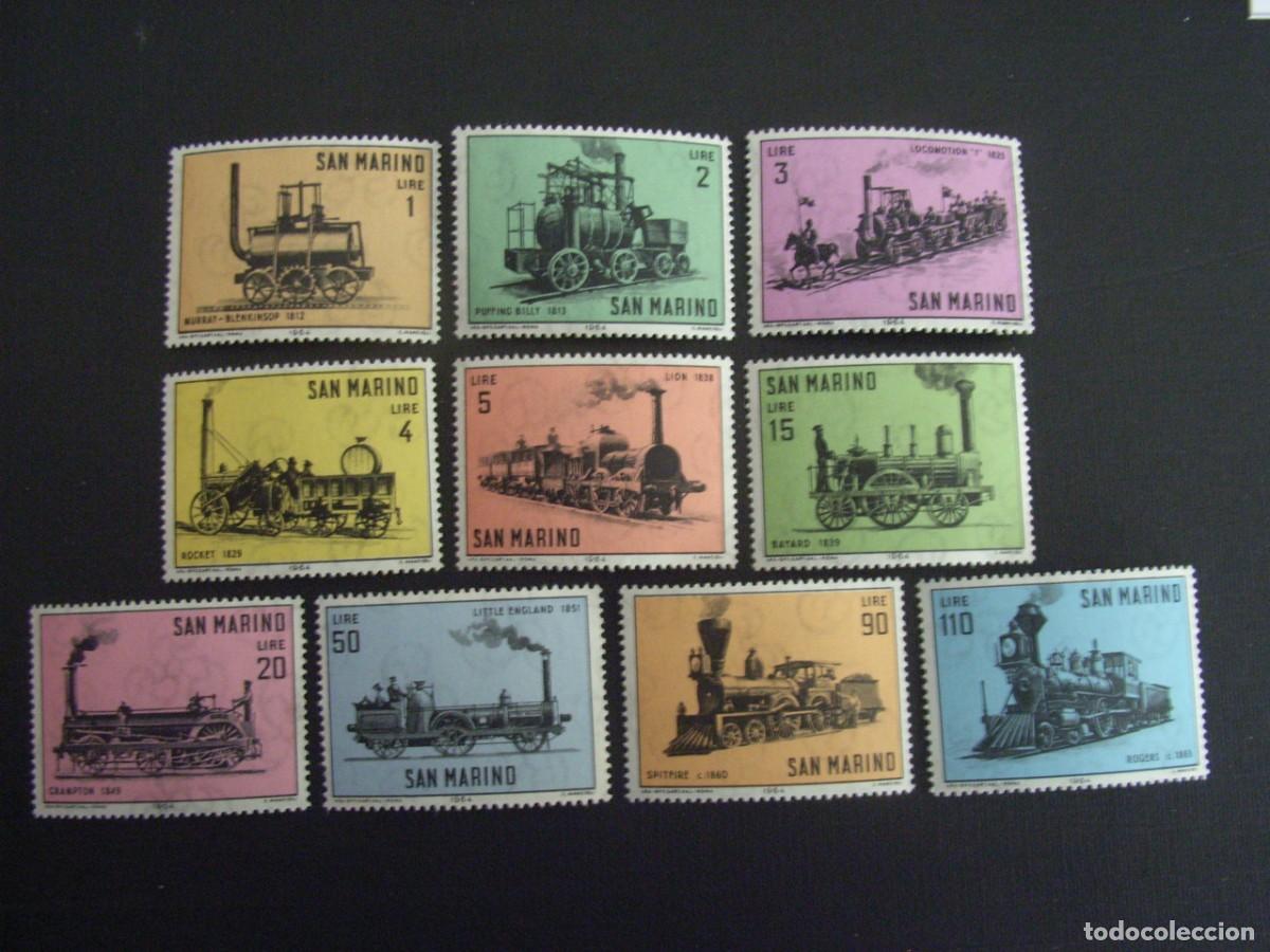Selos: SAN MARINO N&ordm; YVERT 627/6*** A&Ntilde;O 1964. HISTORIA DE LAS LOCOMOTORAS
