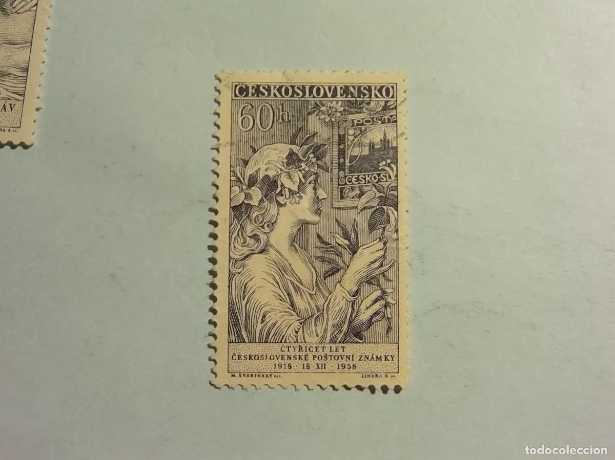 Stamps: CHECOSLOVAQUIA 1958 - CUARENTA A&Ntilde;OS DE MATASELLOS CHECOSLOVACOS - MUJER CON FLORES.