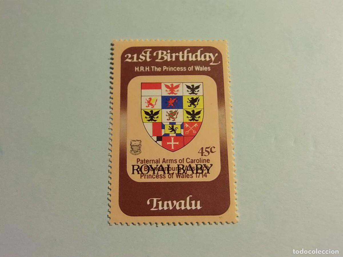Timbres: TUVALU 1982 - ESCUDO DE ARMAS - 21 CUMPLEA&Ntilde;OS DIANA (PRINCESA DE GALES) -SOBREIMPRESI&Oacute;N &rdquo;ROYAL BABY&rdquo;