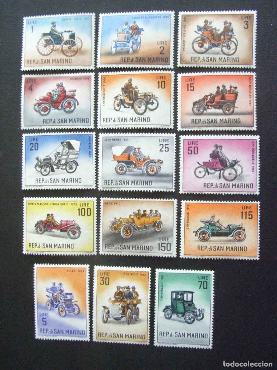 Timbres: SAN MARINO N&ordm; YVERT 527/41*** A&Ntilde;O 1962. HISTORIA DEL AUTOMOVIL