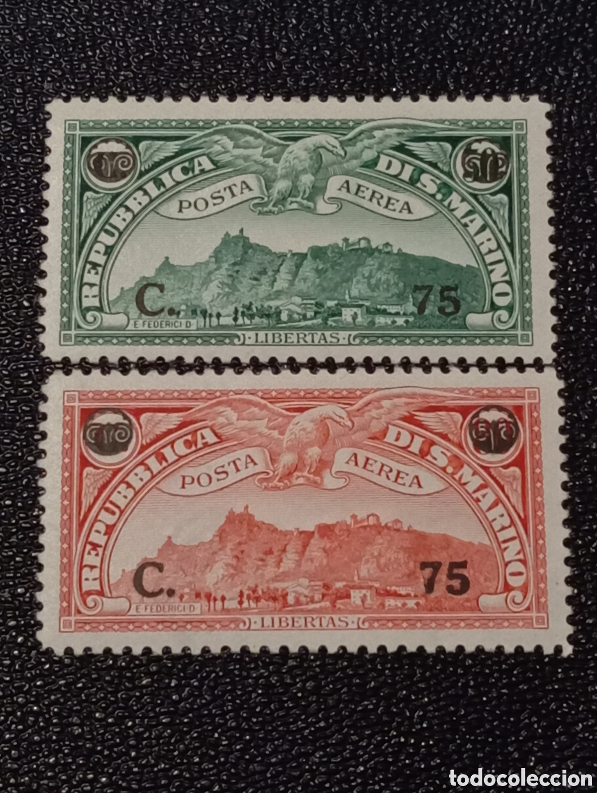 Briefmarken: SAN MARINO 1936 Michel: 232/233 - SOBREIMPRESI&Oacute;N CORREO A&Eacute;REO Nuevos Goma MH*