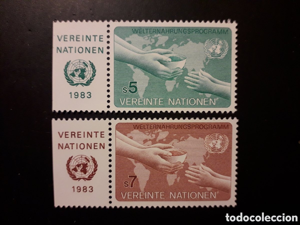 Briefmarken: NACIONES UNIDAS, VIENA YVERT 32/3 SERIE CTA NUEVA *** 1983 ALIMENTACI&Oacute;N MANOS FAO PEDIDO M&Iacute;NIMO 3&euro;