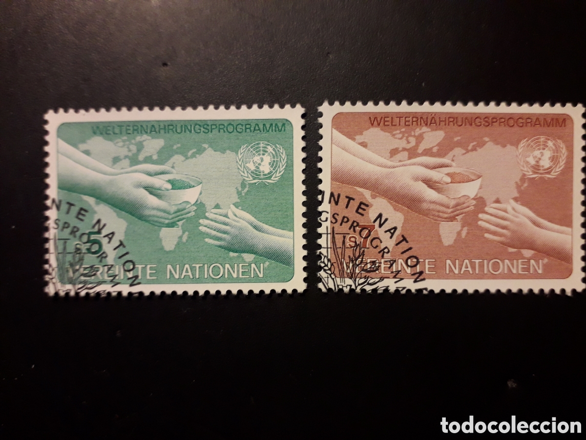Briefmarken: NACIONES UNIDAS, VIENA YVERT 32/3 SERIE CTA USADA 1983 ALIMENTACI&Oacute;N, MANOS FAO PEDIDO M&Iacute;NIMO 3&euro;