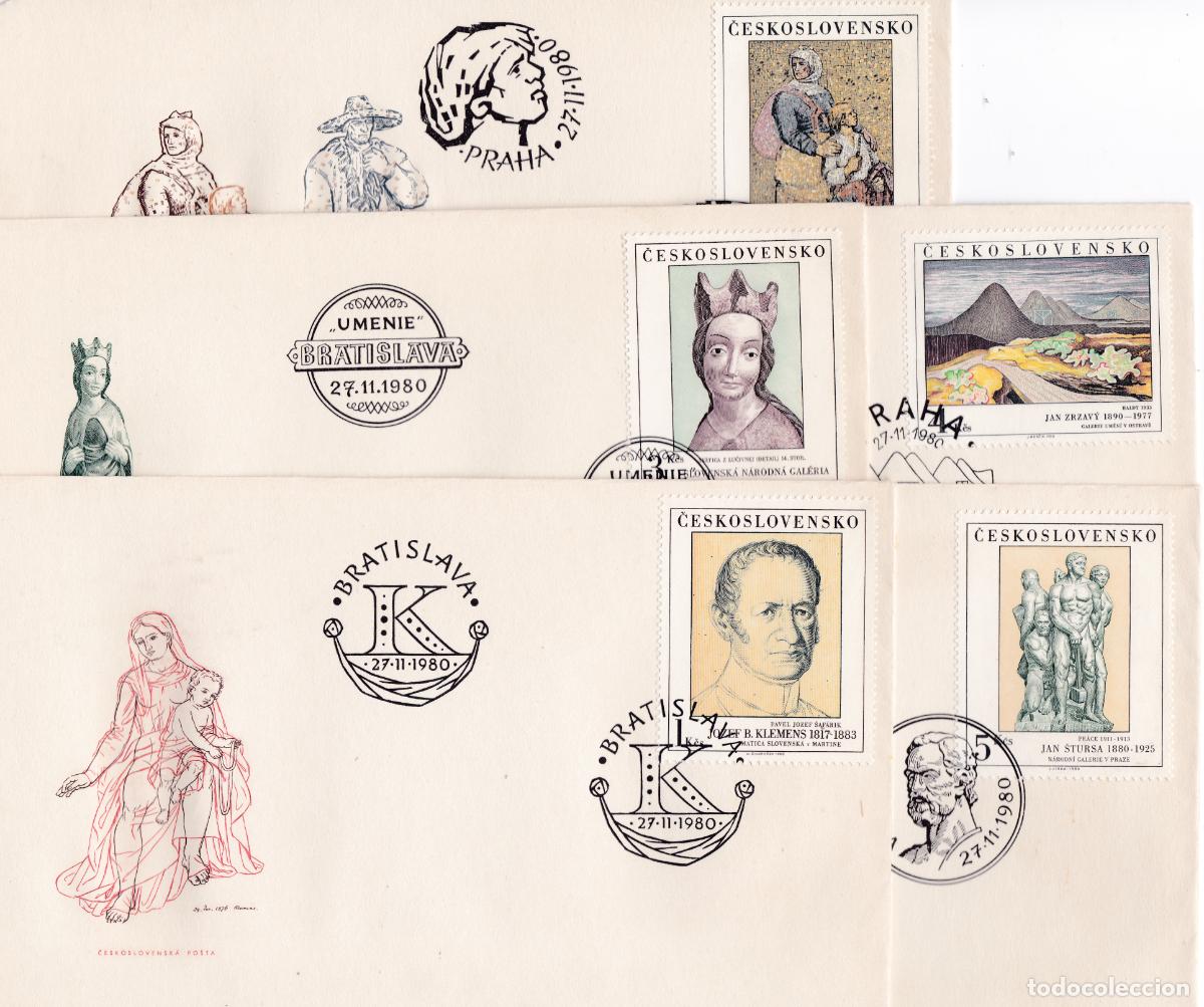 Selos: CHECOSLOVAQUIA SERIE 2415/19 EN 5 SOBRES CON MATASELLOS CONMEMORATIVOS