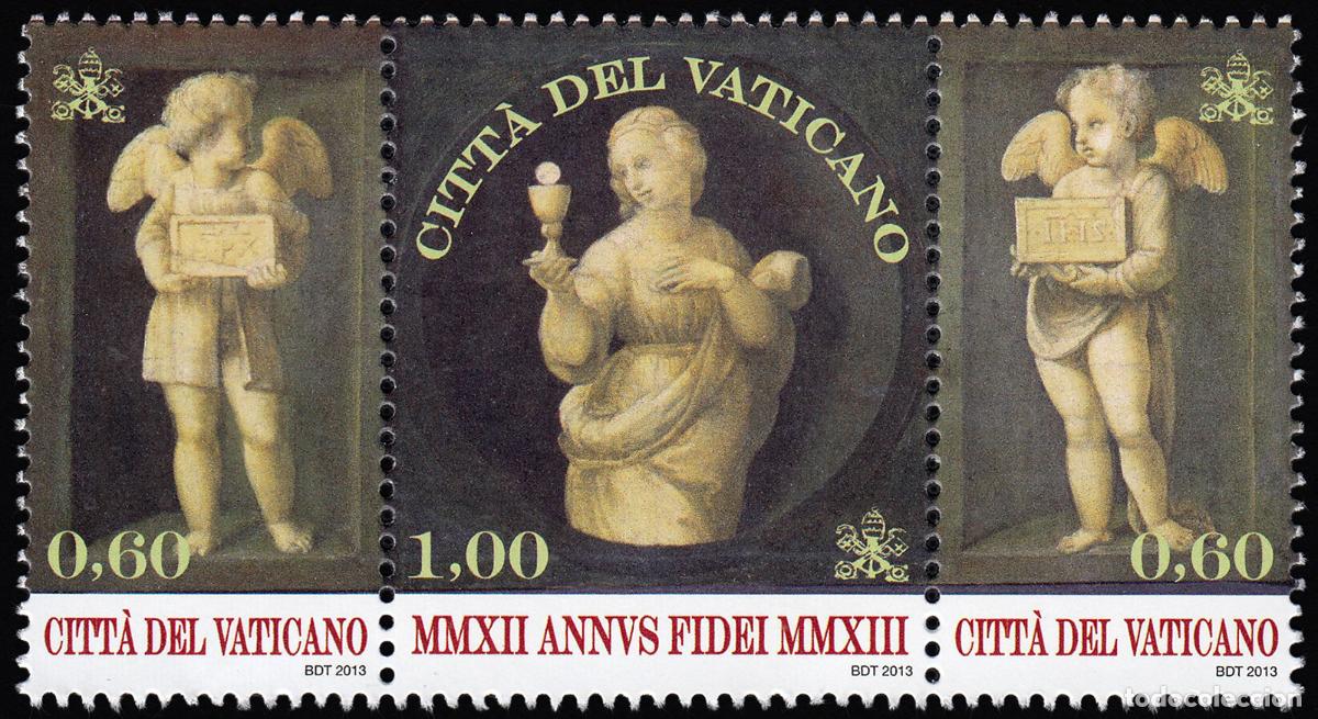 Sellos: Vaticano 1611/13 2013 Tr&iacute;ptico. Alegor&iacute;a de la fe MNH - Foto 1