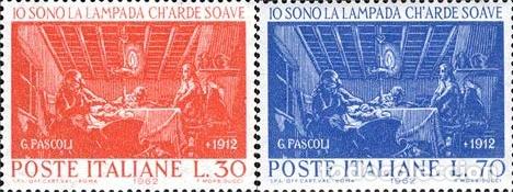 Stamps: Italia - 862/63 - 1962 50&ordm; Aniv. muerte del poeta G. Pascoli Lujo