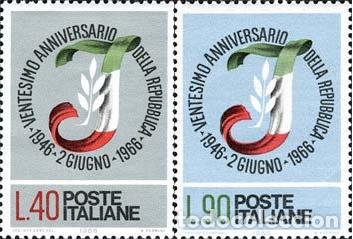 Francobolli: Italia - 950/51 - 1966 20&ordm; Aniv. de la Rep&uacute;blica Lujo