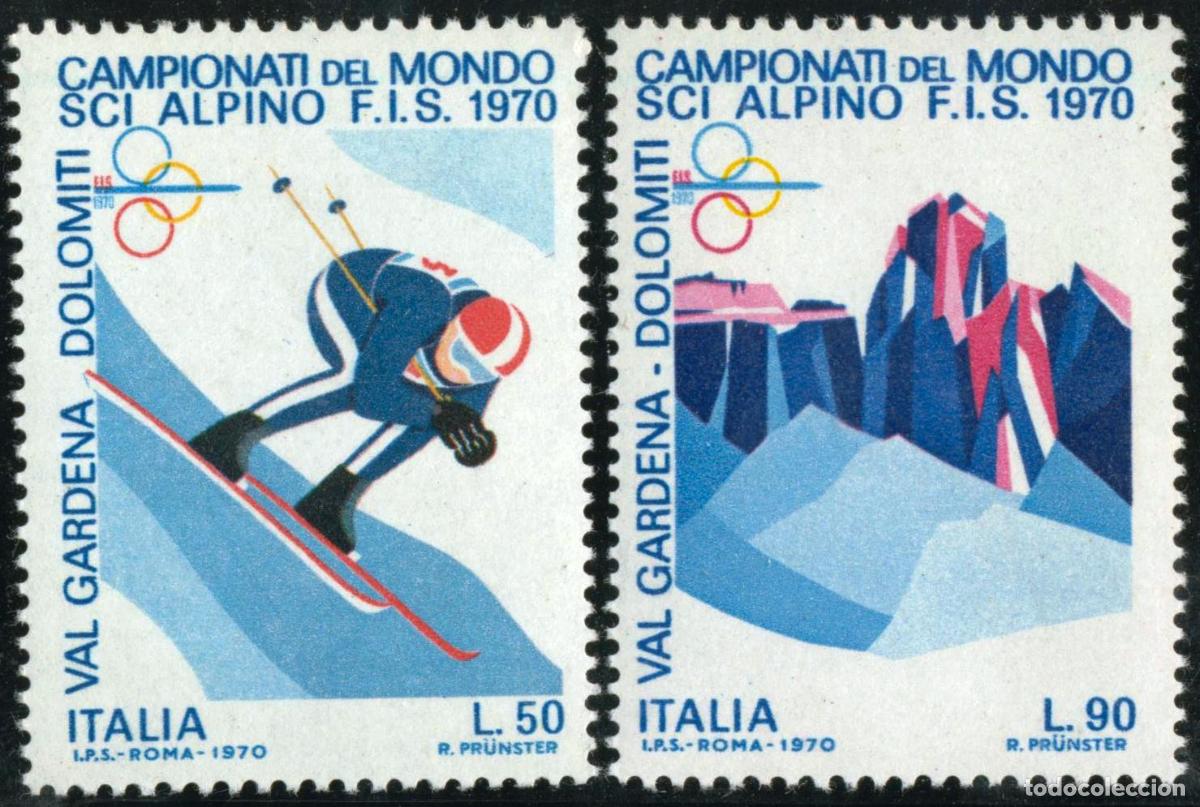 Sellos: DEP/S Italia Italy N&ordm; 1041/42 1970 Campeonatos del mundo de esqu&iacute; alpino Lu