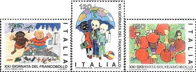 Francobolli: Italia - 1411/13 - 1979 XXI&ordf; Jornada del sello-dibujos de ni&ntilde;os-Lujo