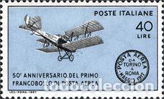 Selos: Italia Italy N&ordm; 981 1967 50&ordm; Aniv. del sello postal a&eacute;reo Lujo