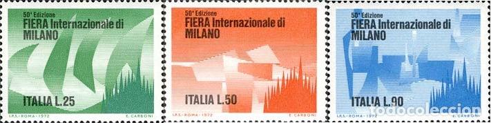 Sellos: Italia - 1096/98 - 1972 50&ordm; Aniv. feria de muestras de Mil&aacute;n Lujo