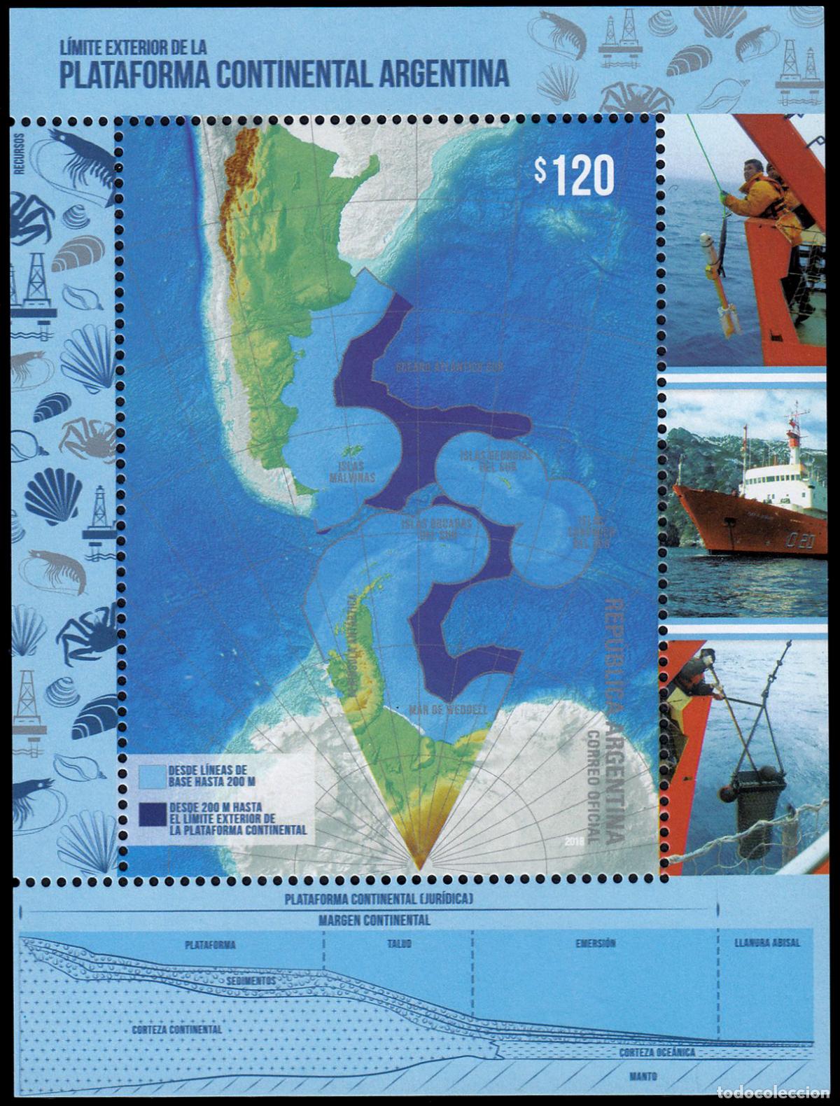 Selos: Argentina HB 162 2018 L&iacute;mite exterior Plataforma Continental Argentina MNH