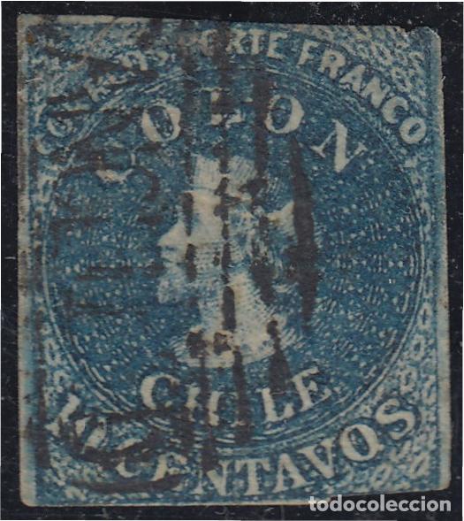 Sellos: Chile 6c 1856/66 Cristobal Col&oacute;n usado - Foto 1