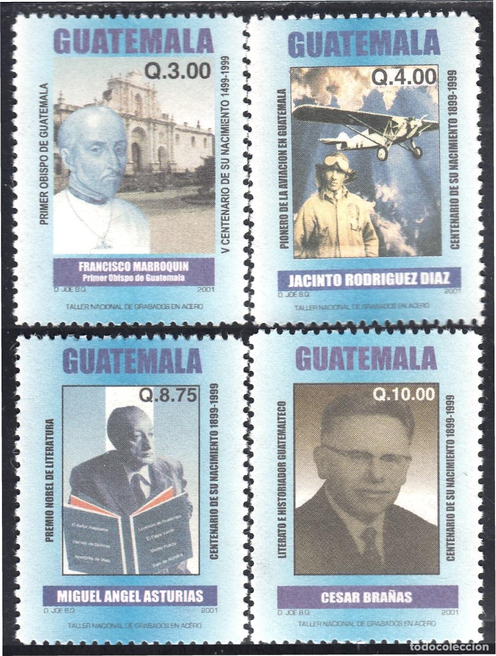 Briefmarken: Guatemala 476/79 2001 Miguel &Aacute;ngel Asturias Francisco Marroquin Jacinto Rodrigu
