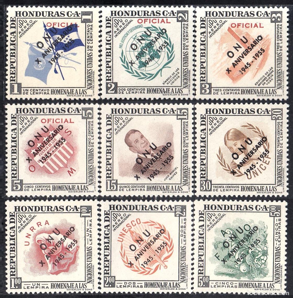 Selos: Honduras A- 217/25 1956 10&ordm; Aniversario Organizaci&oacute;n de Naciones Unidas MNH