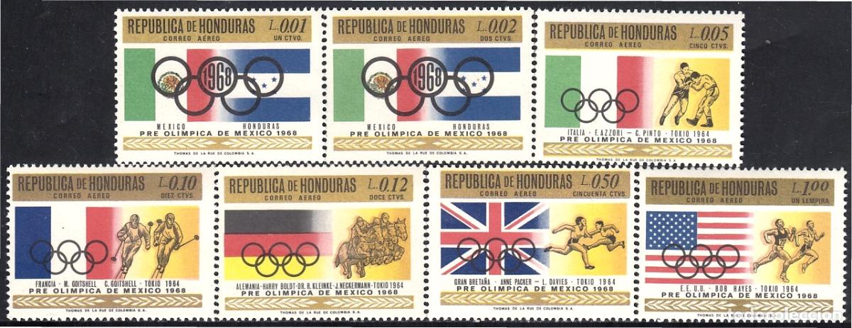Sellos: Honduras A- 404/10 1968 Pre ol&iacute;mpica de M&eacute;xico 1968 MNH