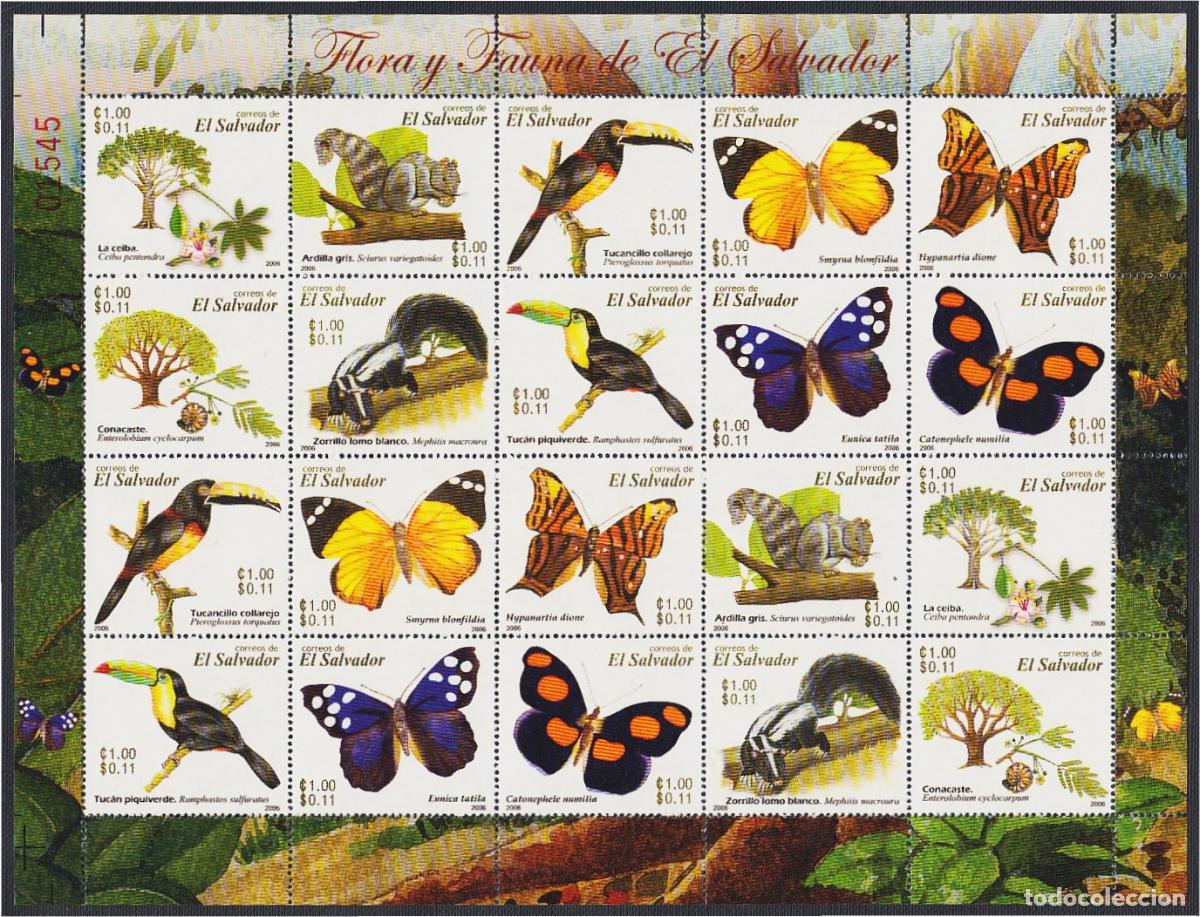 Selos: El Salvador 1651a/60a 2006 Minihojita Fauna y Flora MNH