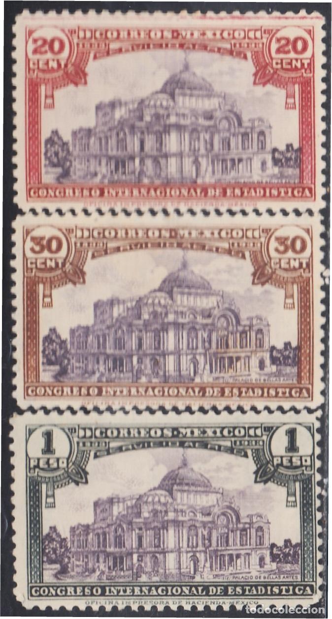 Selos: Mexico A- 49/51 1933 Palacio de Bellas Artes Congreso Internacional de Estad&iacute;st