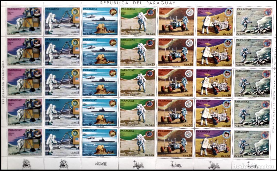 Selos: Paraguay 1332/38 1973 Minihojita Vuelos Apollo XI a XVII MNH