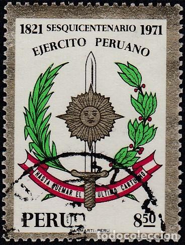 Sellos: Per&uacute; 548 1971 Sesquicentenario Ej&eacute;rcito Peruano Usado - Foto 1