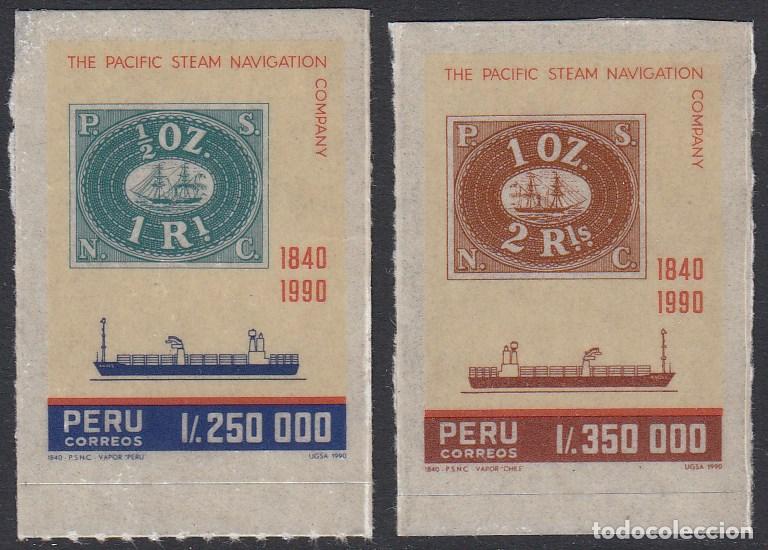 Sellos: Per&uacute; 942/43 1990 Compa&ntilde;&iacute;a de Navegaci&oacute;n de vapores del Pac&iacute;fico barco ship