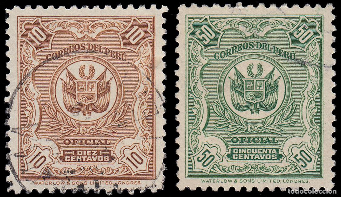 Selos: Per&uacute; Servicio Oficial 32/33 1936 Fondo de l&iacute;neas Firmado Waterlow Sons Limited