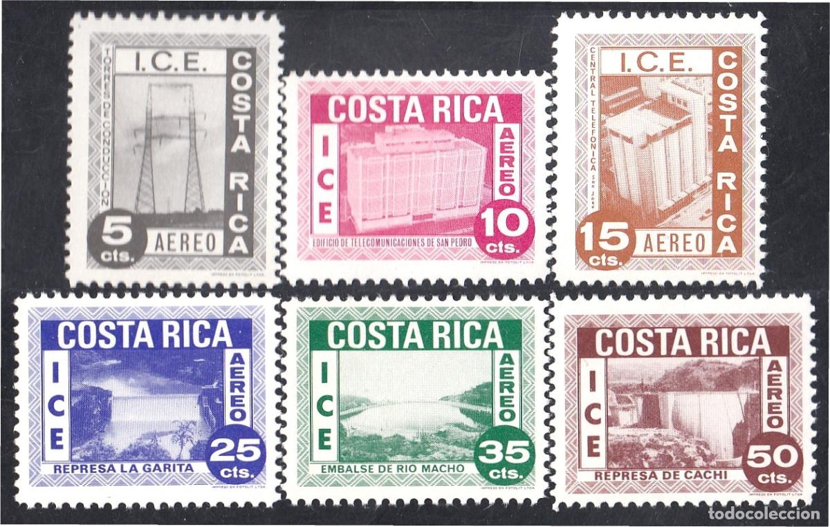 Sellos: Costa Rica A- 429/34 1967 Represa Embalse Edificio de Telecomunicaciones MNH