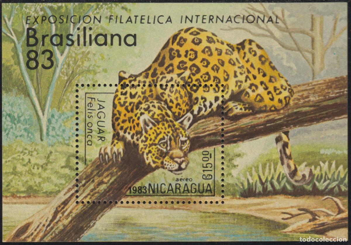 Sellos: Nicaragua HB 160 1983 fauna Brasiliana 83 Exp. Filat&eacute;lica Internacional Jaguar