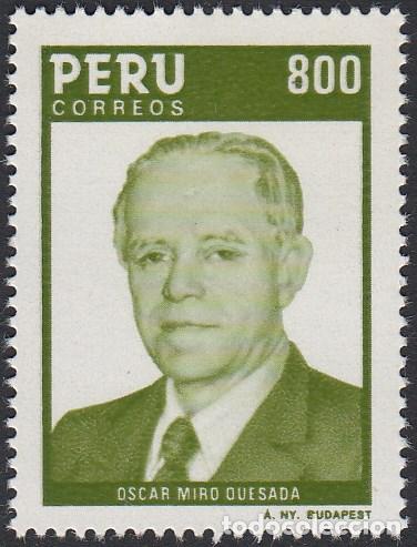 Sellos: Per&uacute; 803 1985 Oscar Miro Quesada MNH - Foto 1