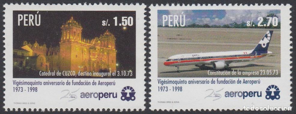Selos: Per&uacute; 1127/28 1998 25 Aniversario Fundaci&oacute;n de la Compa&ntilde;&iacute;a a&eacute;rea Aeroperu av
