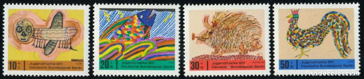 Sellos: FAU1/S Alemania Berl&iacute;n N&ordm; 356/59 1971 Sorteo por la juventud-dibujos de ni�