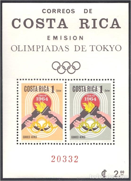 Selos: Costa Rica HB 7 1965 Juegos Ol&iacute;mpicos de Tokyo Jap&oacute;n MNH