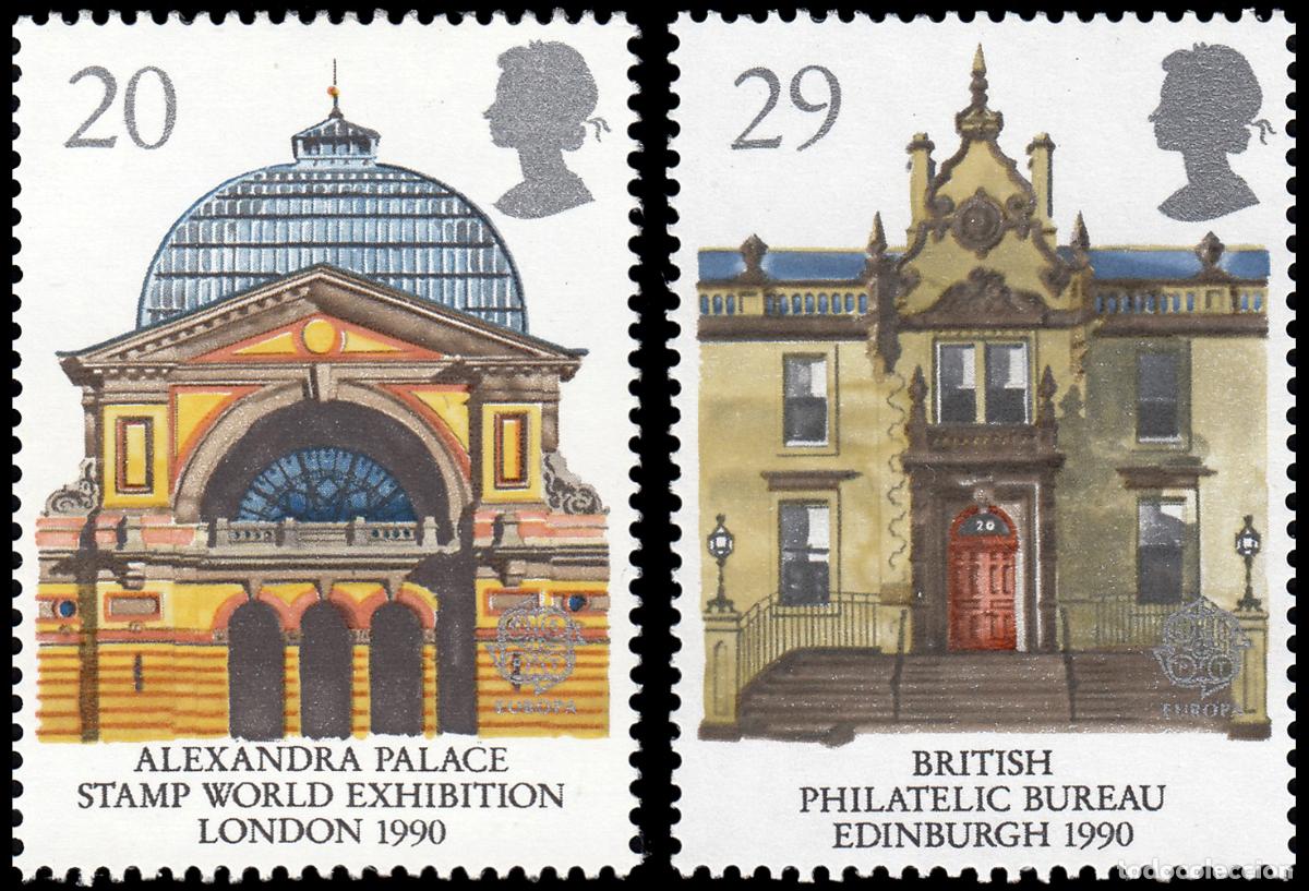 Sellos: Gran Breta&ntilde;a 1455/56 1990 Edificios de correos MNH - Foto 1