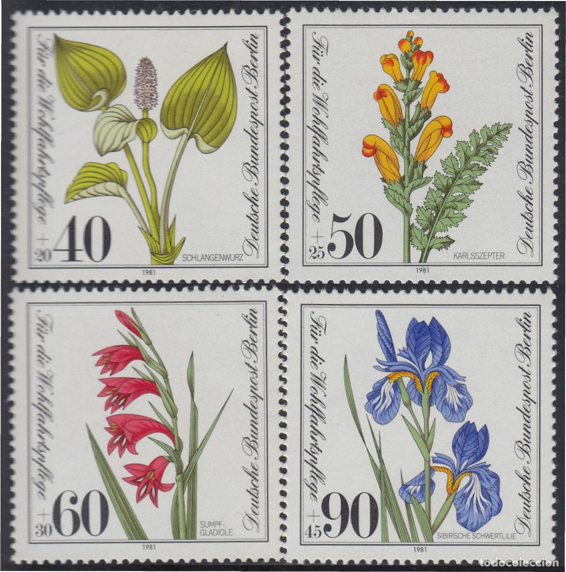 Sellos: Alemania Berl&iacute;n 611/14 1981 Plantas acu&aacute;ticas MNH
