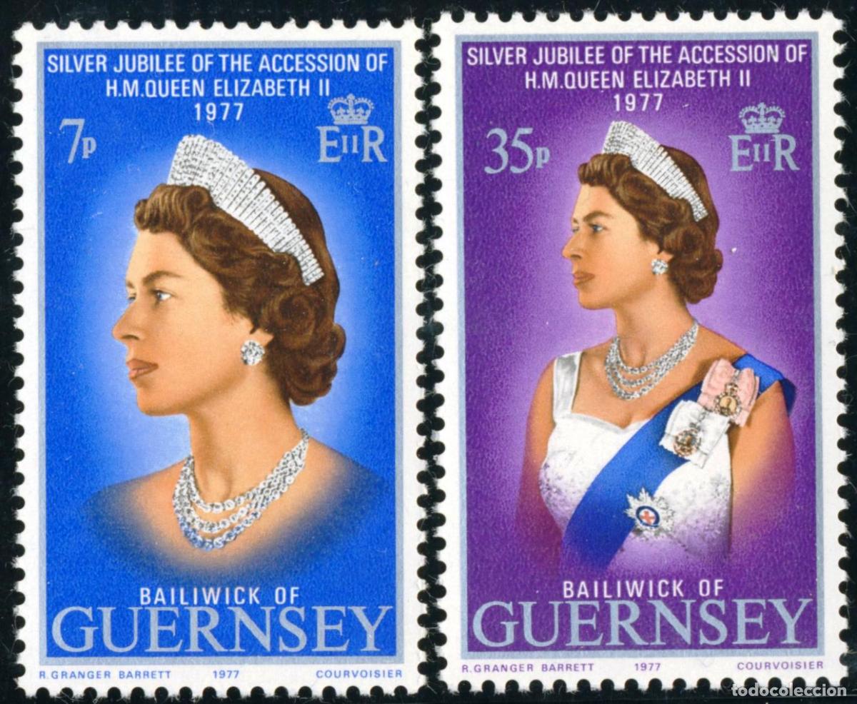 Francobolli: VAR1/S Guernesey N&ordm; 140/41 1977 25&ordm; Aniv. de la coronaci&oacute;n de Isabel II L