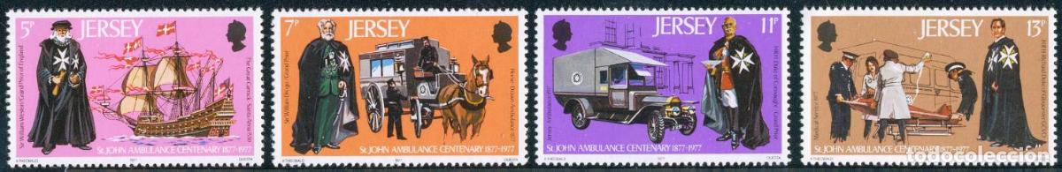 Francobolli: BA2/TRA2/S Jersey N&ordm; 158/61 1977 Cent. de la orden St. Jean Lujo