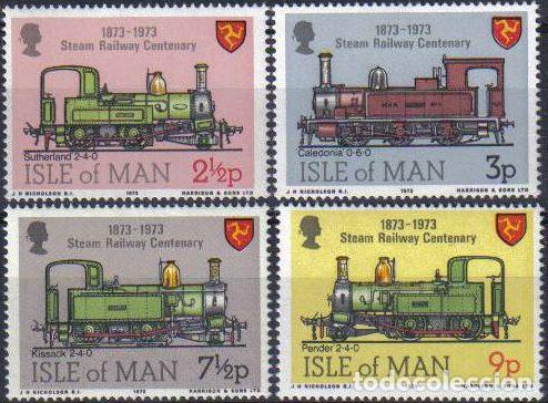 Stamps: TRA2/S Man (isla de) N&ordm; 18/21 1973 Cent&ordm; del tren a vapor Lujo