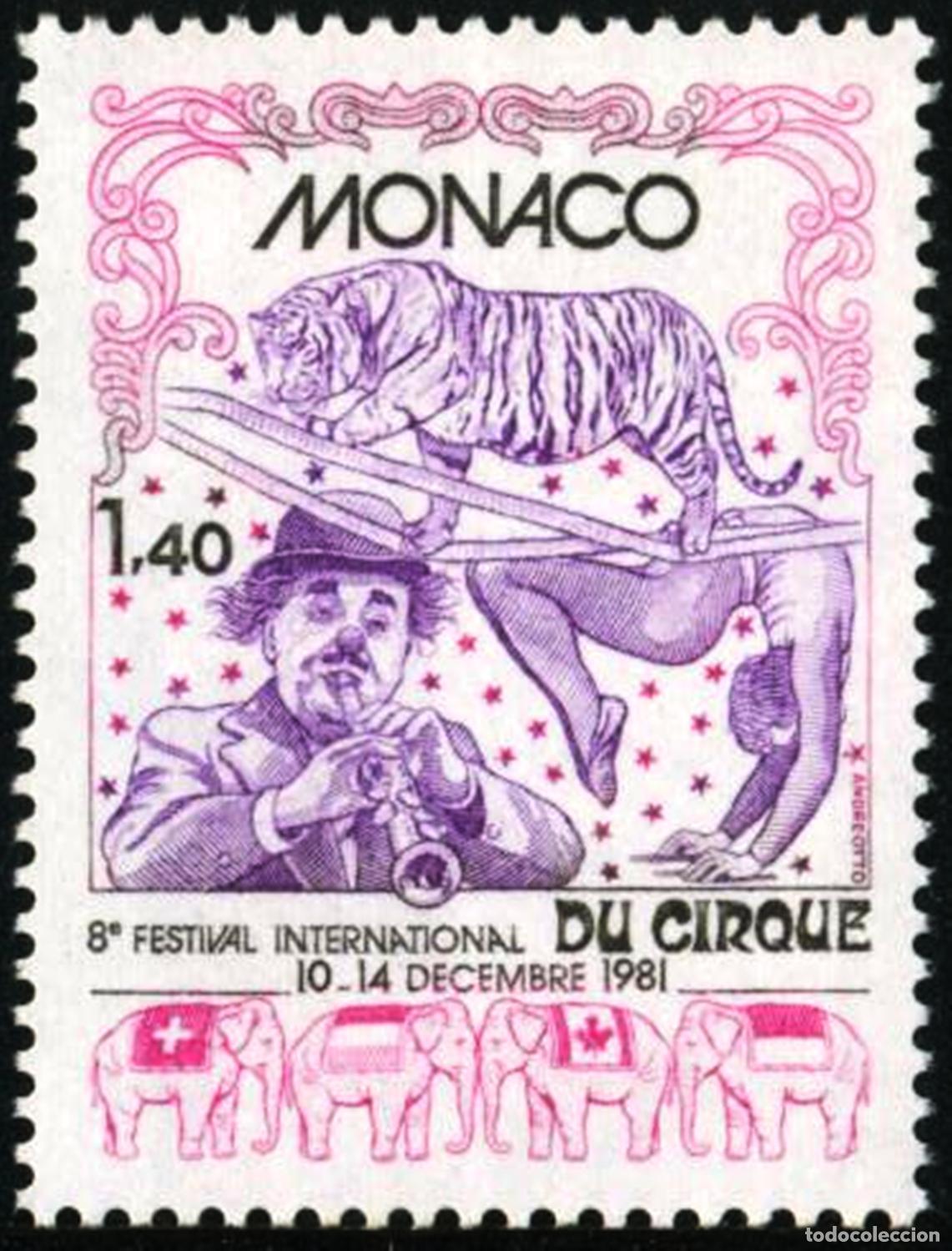 Stamps: FAU1/S Monaco N&ordm; 1298 1981 VIII&ordm; Fest. inter. de circo de M&oacute;naco Lujo