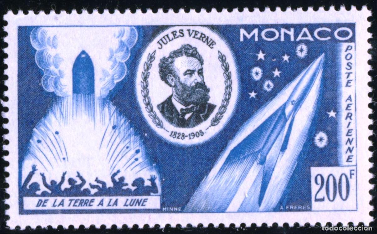 Sellos: AST/S Monaco N&ordm; A 60 1955 50&ordm; Aniv. muerte de Julio Verne De la tierra a la l