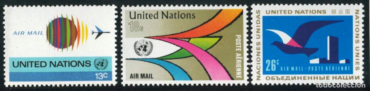 Briefmarken: FAU2/S Naciones Unidas New York N&ordm; A 19/21 1974 Serie Aves Avion S&iacute;mbolo L