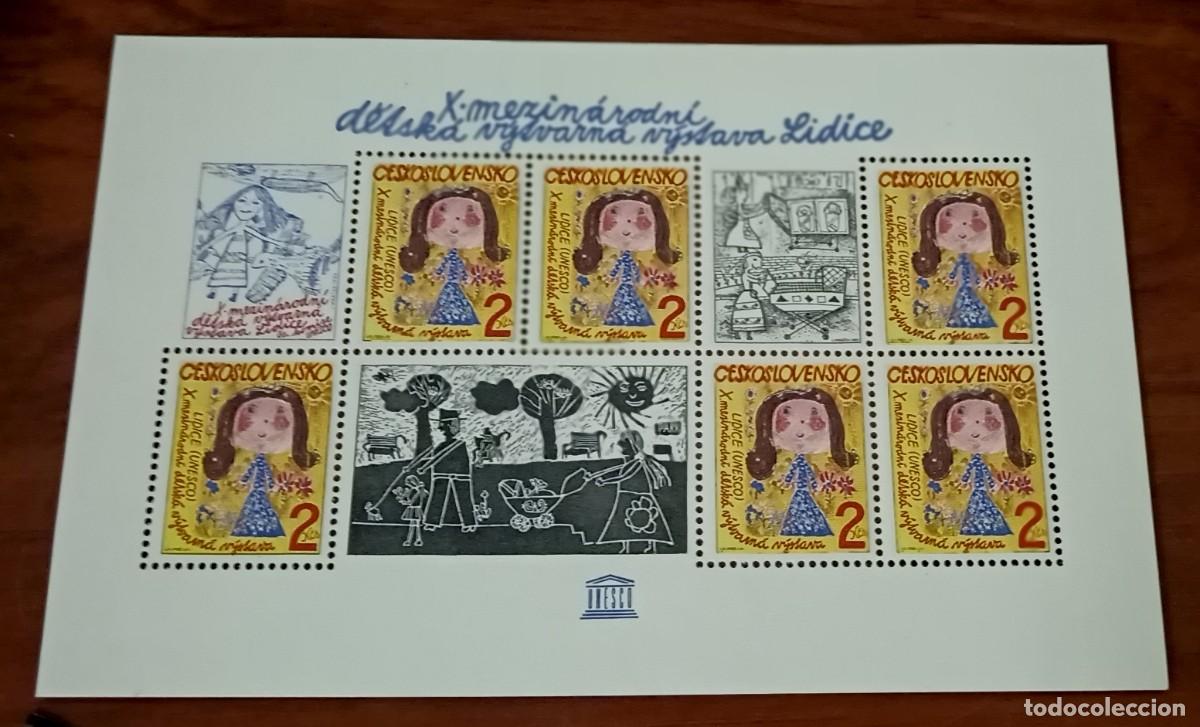 Selos: HOJA BLOQUE SELLOS CHESCOESLOVAQUIA X EXPOSICI&Oacute;N INTERNACIONAL DE DIBUJOS INFANTILES EN LIDICE