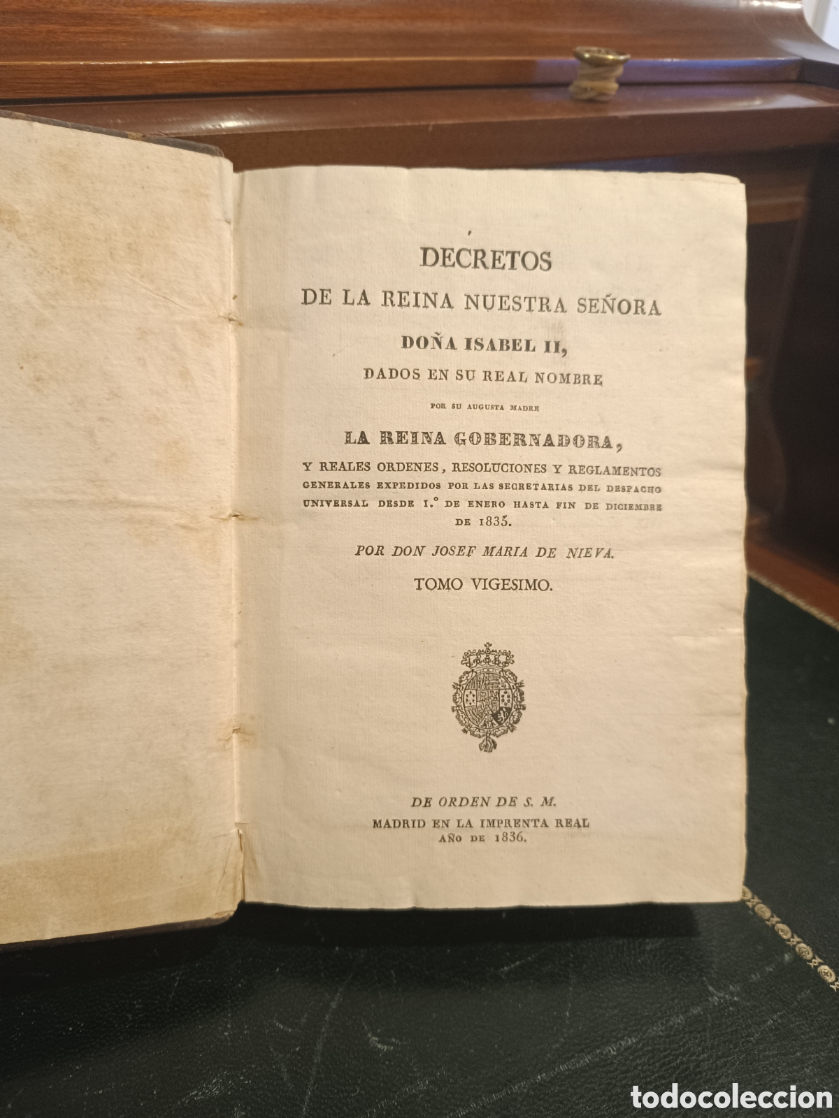 Briefmarken: NIEVA. DECRETOS DE LA REINA DO&Ntilde;A ISABEL II, DADOS POR REINA GOBERNADORA tomo vig&eacute;simo (20) a&ntilde;o 1835
