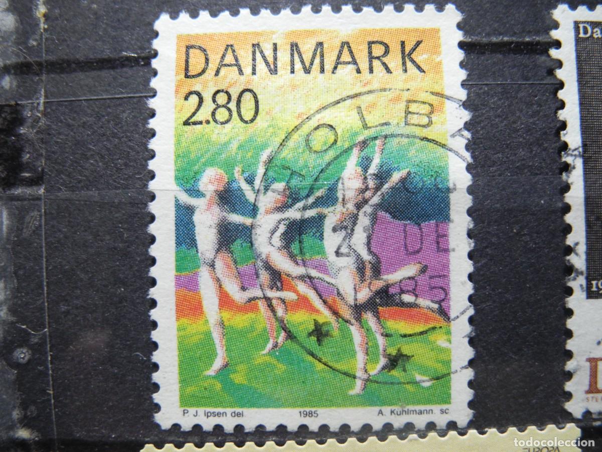 Sellos: Dinamarca 1985. Yvert: 845.Gimnastas. Usado. - Foto 1