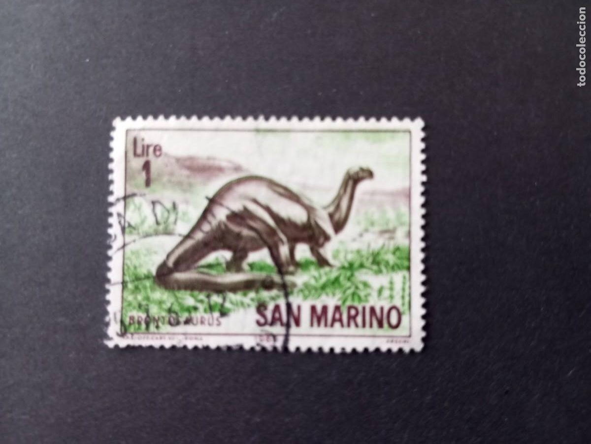 Selos: SAN MARINO, 1966, FAUNA PREHIST&Oacute;RICA, BRONTOSAURO