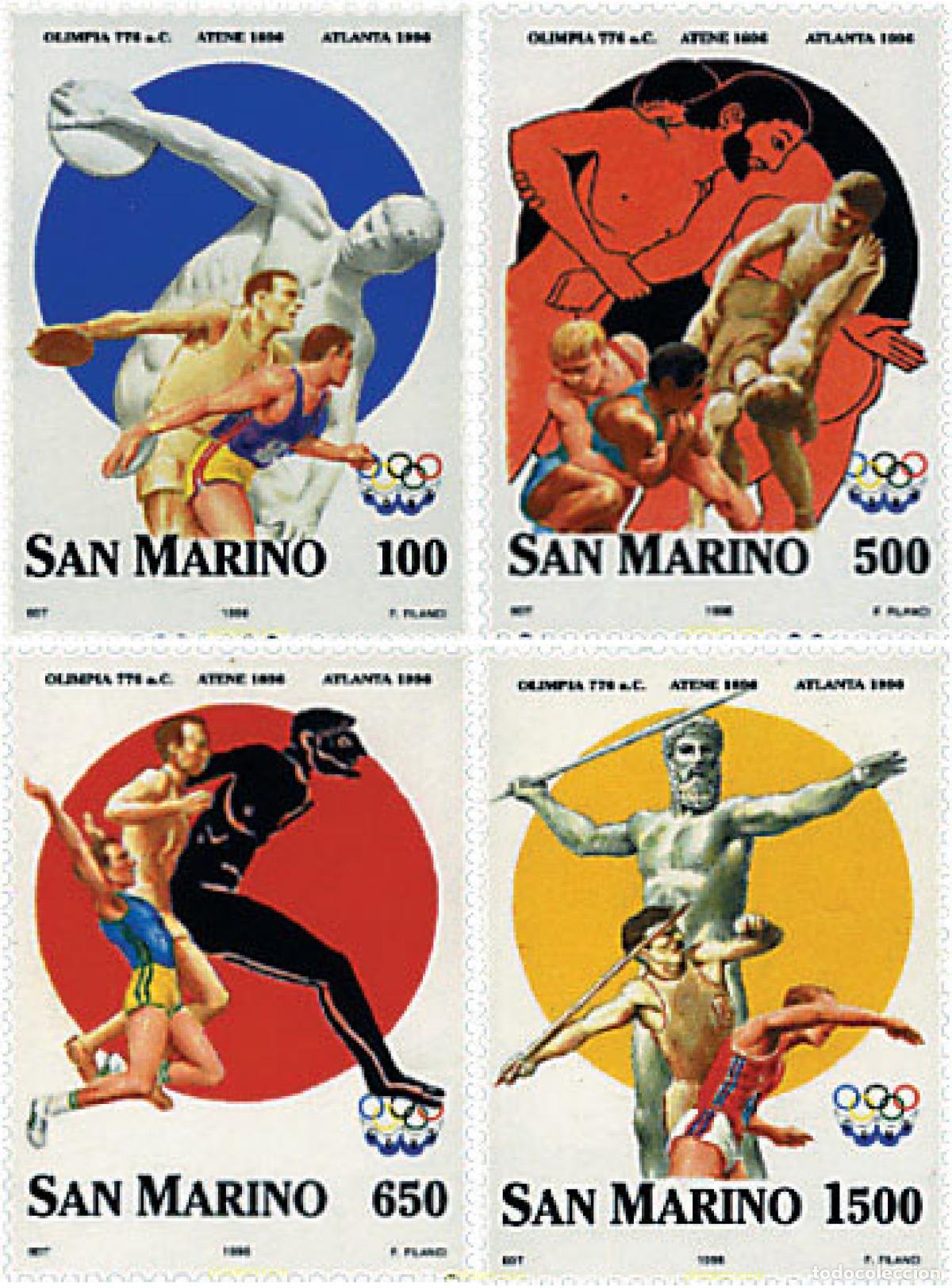 Sellos: 237873 MNH SAN MARINO 1996 CENTENARIO DE LOS JUEGOS OLIMPICOS