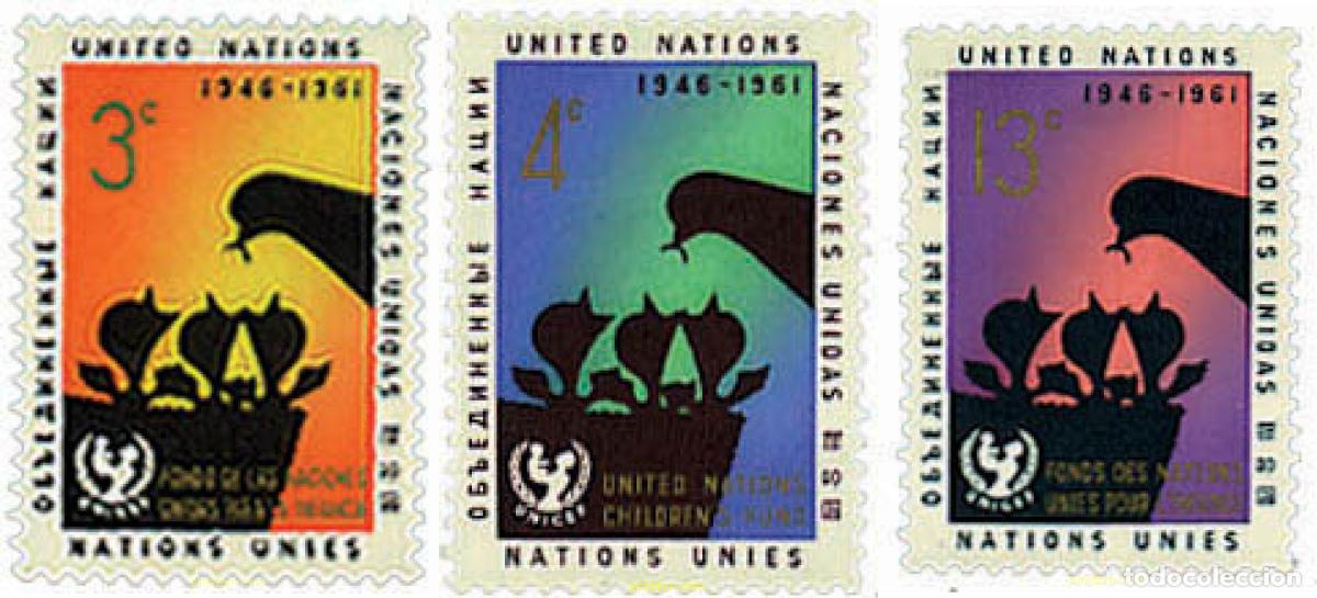 Stamps: 33034 HINGED NACIONES UNIDAS. Nueva York 1961 40 ANIVERSARIO DE LA U.N.I.C.E.F.