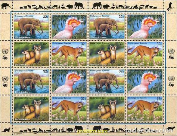 Briefmarken: 11908 MNH NACIONES UNIDAS. Nueva York 1997 ESPECIES EN PELIGRO DE EXTINCION
