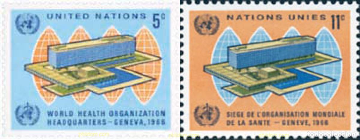 Stamps: 127055 MNH NACIONES UNIDAS. Nueva York 1966 INAUGURACION DE LA SEDE DE LA ORGANIZACION MUNDIAL DE L