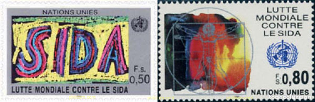 Stamps: 110393 MNH NACIONES UNIDAS. Ginebra 1990 LUCHA CONTRA EL SIDA